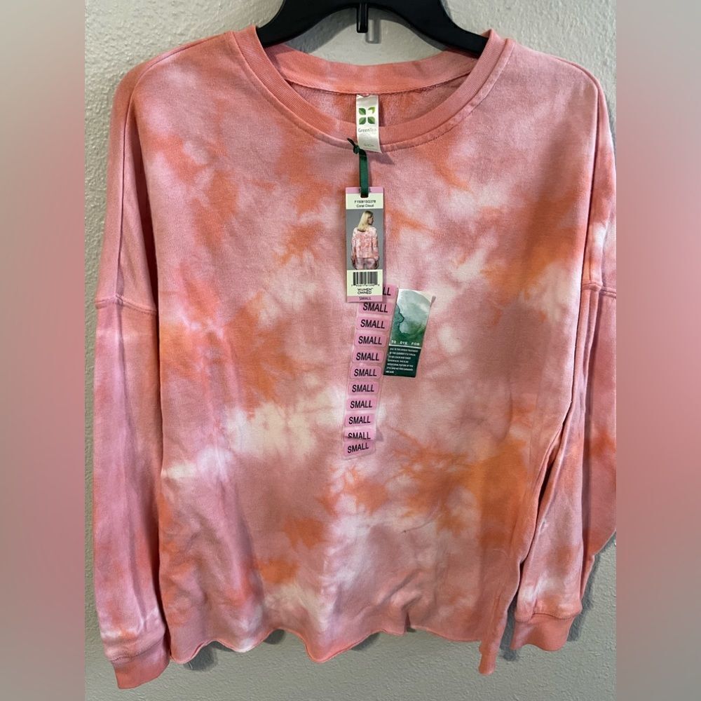 Green Tea Tie Dye Lightweight Sweatshirt Sm